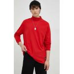 Pánske Tričká s dlhým rukávom LEVI´S červenej farby s jednofarebným vzorom z bavlny s dlhými rukávmi 