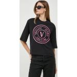 Dámske Tričká s krátkym rukávom Versace Jeans čiernej farby z bavlny vo veľkosti XS s krátkymi rukávmi v zľave 