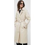 Dámske Designer Jarné kabáty Calvin Klein béžovej farby z bavlny vo veľkosti M 