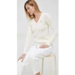 Dámska Designer Jesenná móda Ralph Lauren Polo Ralph Lauren béžovej farby z bavlny s véčkovým výstrihom na zimu 