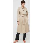 Dámske Designer Jarné kabáty Calvin Klein béžovej farby z bavlny vo veľkosti M v zľave 