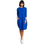 Dámske Letné šaty bewear modrej farby v biznis štýle z bavlny s dĺžkou: Pod kolená v zľave na Svadbu 