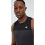 Pánske Bežecké tričká Asics Race čiernej farby z polyesteru bez rukávov udržateľná móda 