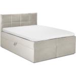 Boxspring postele bielej farby zo zamatu s úložným priestorom 