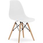 Jedálenské stoličky bielej farby v škandínávskom štýle z bukového dreva 