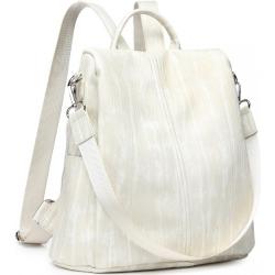 Biely kožený ruksak s príveskom 2v1 „Classic“