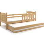 Detské postele BMS sivej farby z borovicového dreva so zásuvkami lakovaný povrch 