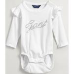 Detské body Gant BIO bielej farby z tričkoviny do 6 mesiacov s okrúhlym výstrihom s dlhými rukávmi vhodné do práčky udržateľná móda 