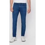 Pánske Designer Slim Fit jeans HUGO BOSS BOSS tmavo modrej farby z bavlny v zľave 