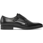 Pánske Designer Monk topánky HUGO BOSS BOSS čiernej farby v elegantnom štýle z kože vo veľkosti 42 v zľave na jar 