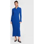 Dámske Designer Úpletové šaty HUGO BOSS BOSS modrej farby z bavlny v zľave 