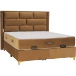 Boxspring postele Kondela hnedej farby v elegantnom štýle z bavlny v zľave ekologicky udržateľné 