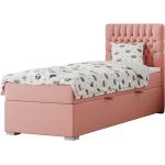 Boxspring postele Kondela ružovej farby v modernom štýle s prešívaným vzorom z dreva s nohami v zľave 