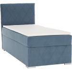 Boxspring postele Kondela modrej farby v modernom štýle s prešívaným vzorom z dreva s nohami v zľave 