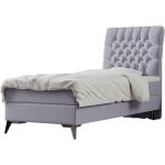 Boxspring postele Kondela sivej farby v modernom štýle s prešívaným vzorom z dreva s nohami v zľave 