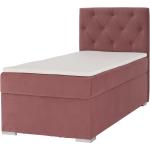 Boxspring postele Kondela ružovej farby v modernom štýle s prešívaným vzorom z dreva s nohami v zľave 