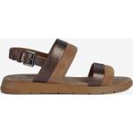Dámske Kožené sandále Geox hnedej farby z koženky vo veľkosti 37 s prackou v zľave na leto 