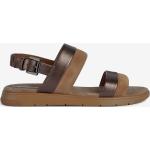 Dámske Kožené sandále Geox hnedej farby z koženky vo veľkosti 38 s prackou v zľave na leto 