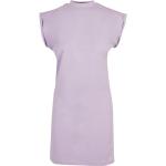 Dámske Krátke šaty fialovej farby v ležérnom štýle z bavlny s krátkymi rukávmi 