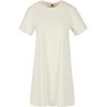 Dámske Krátke šaty pieskovej farby z bavlny s okrúhlym výstrihom 