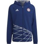 Pánska Jesenná móda adidas modrej farby zapínanie so zipsom s kapucňou s motívom FC Bayern 