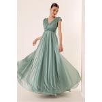 Dámske Dlhé šaty striebornej farby v elegantnom štýle z polyesteru s dĺžkou: Maxi metalické v zľave 