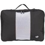Malé cestovné kufre CabinZero čiernej farby v kockovanom štýle z polyesteru na zips objem 11 l 