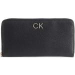 Dámske Designer Luxusné peňaženky Calvin Klein čiernej farby z polyuretánu na zips 