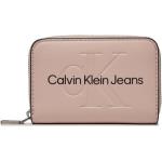 Dámske Designer Malé peňaženky Calvin Klein ružovej farby z koženky na zips 