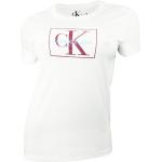 Dámske Designer Tričká s potlačou Calvin Klein bielej farby z bavlny vo veľkosti XS 