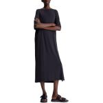 Dámske Designer Dlhé šaty Calvin Klein čiernej farby z polyesteru s okrúhlym výstrihom 