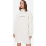 Dámske Designer Úpletové šaty Calvin Klein krémovej farby z bavlny Oversize 