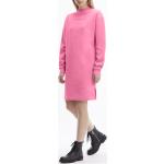 Dámske Designer Šaty s dlhým rukávom Calvin Klein ružovej farby z bavlny s okrúhlym výstrihom s dlhými rukávmi 