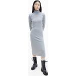 Dámske Designer Šaty s dlhým rukávom Calvin Klein sivej farby z bavlny s dlhými rukávmi 