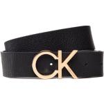 Pánske Designer Opasky Calvin Klein CK čiernej farby z kože s dĺžkou 80 