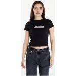 Dámske Designer Tričká s krátkym rukávom Calvin Klein Jeans čiernej farby vo veľkosti XS v zľave 