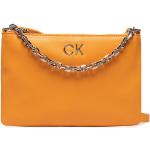 Dámske Crossbody kabelky Calvin Klein Jeans oranžovej farby z koženky v zľave 