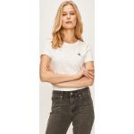 Dámske Tričká s krátkym rukávom Calvin Klein Jeans bielej farby z bavlny vo veľkosti XS s krátkymi rukávmi v zľave 