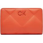 Dámske Luxusné peňaženky Calvin Klein Jeans oranžovej farby s prešívaným vzorom z koženky v zľave 