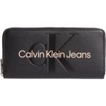 Dámske Designer Luxusné peňaženky Calvin Klein Jeans sivej farby z polyuretánu na zips v zľave 