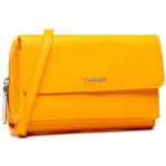Dámske Designer Crossbody kabelky Calvin Klein CK oranžovej farby z kože v zľave 