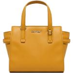 Dámske Designer Shopper kabelky Calvin Klein CK žltej farby z koženky v zľave 