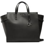 Dámske Designer Shopper kabelky Calvin Klein CK čiernej farby z kože v zľave 