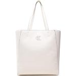 Dámske Designer Kožené kabelky Calvin Klein béžovej farby v minimalistickom štýle z koženky v zľave 