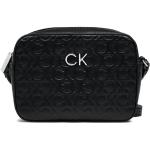 Dámske Designer Crossbody kabelky Calvin Klein čiernej farby z kože v zľave 