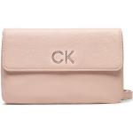 Dámske Designer Crossbody kabelky Calvin Klein ružovej farby z koženky v zľave 