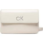 Dámske Designer Crossbody kabelky Calvin Klein bielej farby z koženky v zľave 