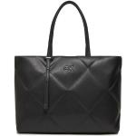 Dámske Designer Shopper kabelky Calvin Klein čiernej farby s prešívaným vzorom z koženky v zľave 
