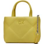 Dámske Designer Shopper kabelky Calvin Klein žltej farby s prešívaným vzorom z koženky v zľave 