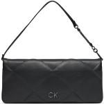 Dámske Designer Kožené kabelky Calvin Klein čiernej farby s prešívaným vzorom z koženky v zľave 